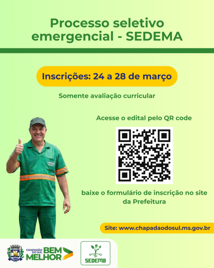 Chapadão do Sul abre processo seletivo com contratação rápida e salários de até R$ 2,4 mil