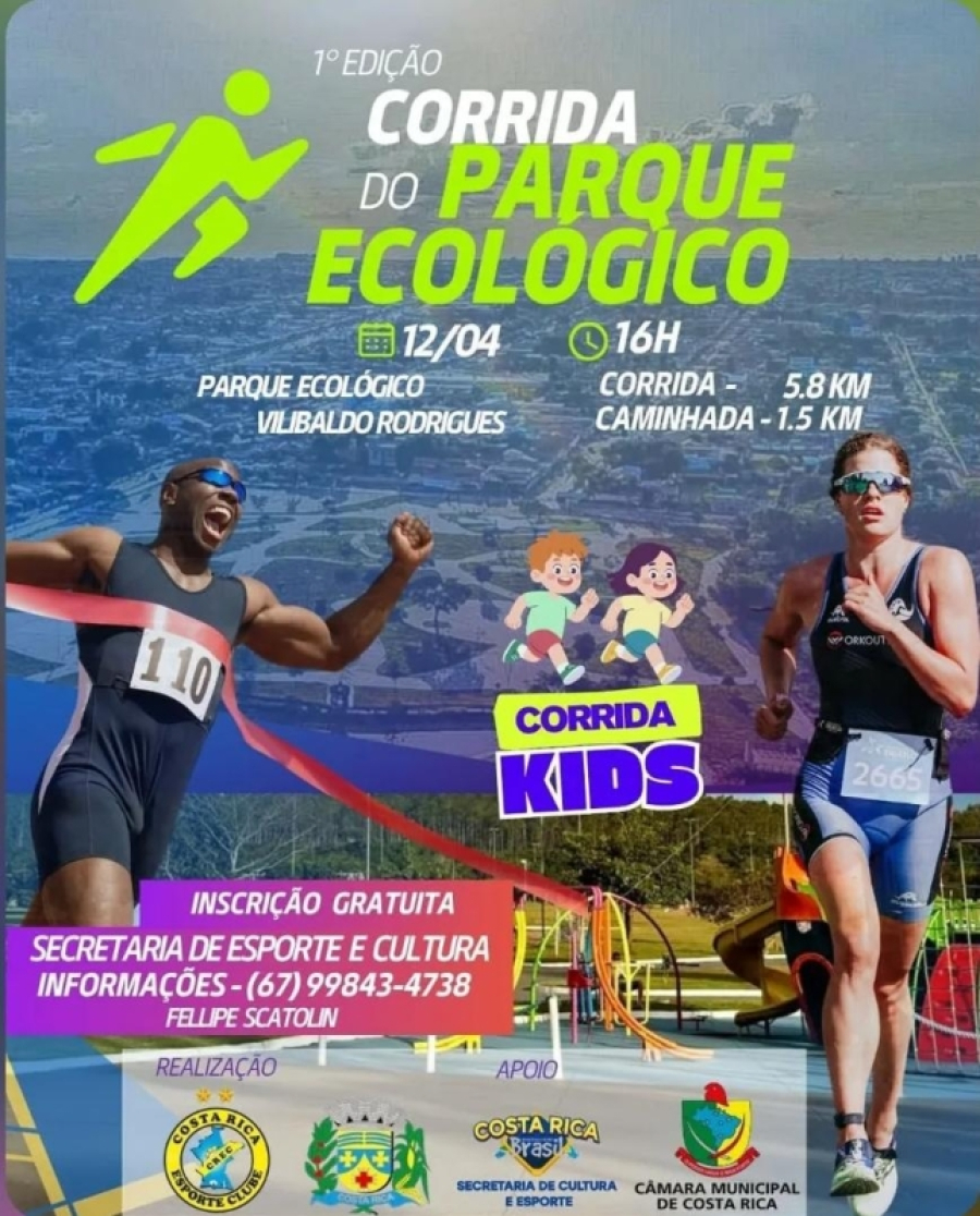 Corrida gratuita em Costa Rica abre circuito esportivo e deve reunir moradores neste domingo
