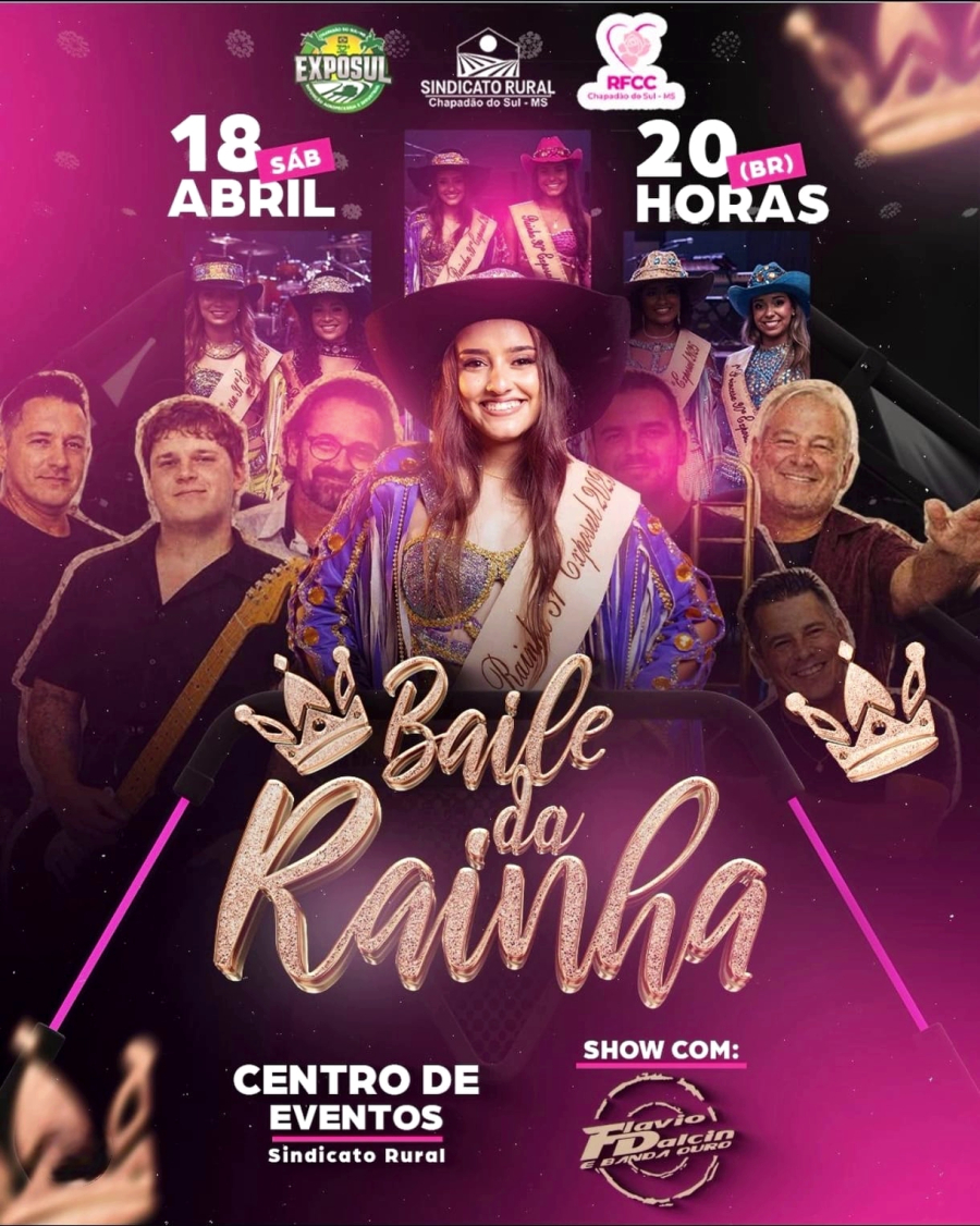 Baile da Rainha da Exposul 2026 movimenta Chapadão do Sul neste sábado com escolha da nova corte
