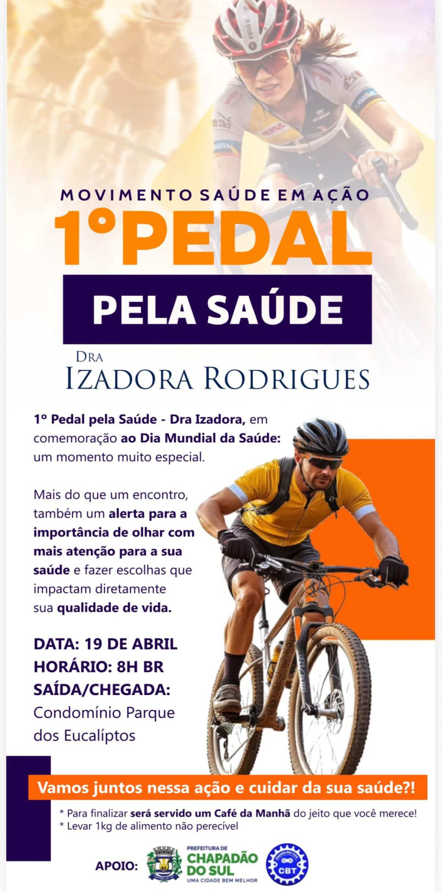 Pedal pela Saúde movimenta Chapadão do Sul neste domingo com ação solidária e incentivo ao bem-estar