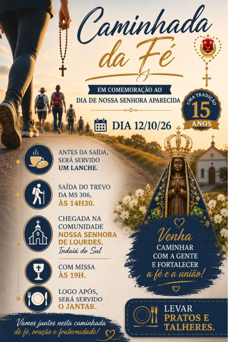 Caminhada da Fé reúne fiéis no dia 12 de outubro em celebração a Nossa Senhora Aparecida