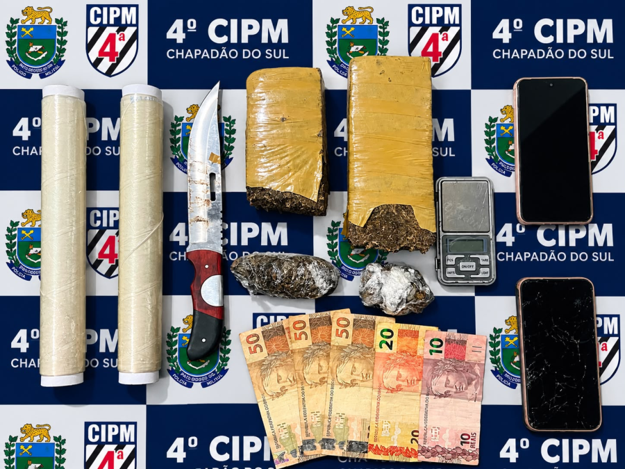 Abordagem de motociclista termina com prisão de casal e apreensão de 537 gramas de maconha em Chapadão do Sul