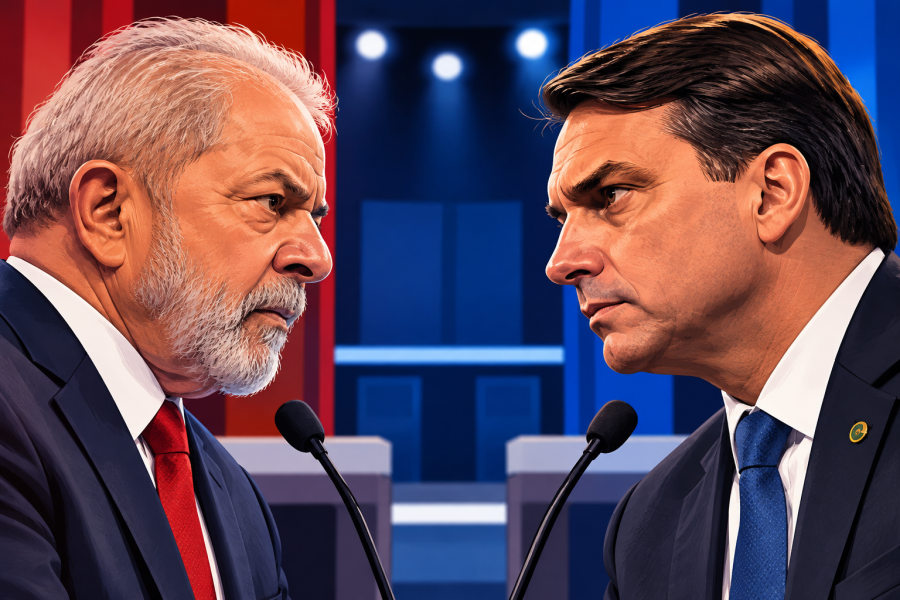 Lula e Flávio Bolsonaro se enfrentam na Band em debate aguardado na reta final da eleição